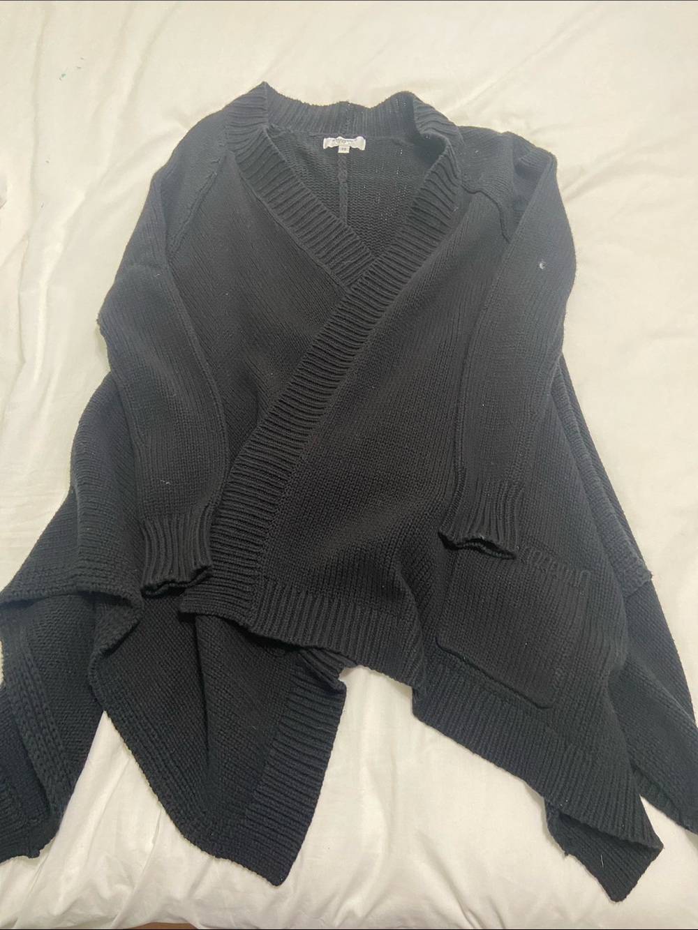 Women's Black Open-Front Knit Cardigan Sweater